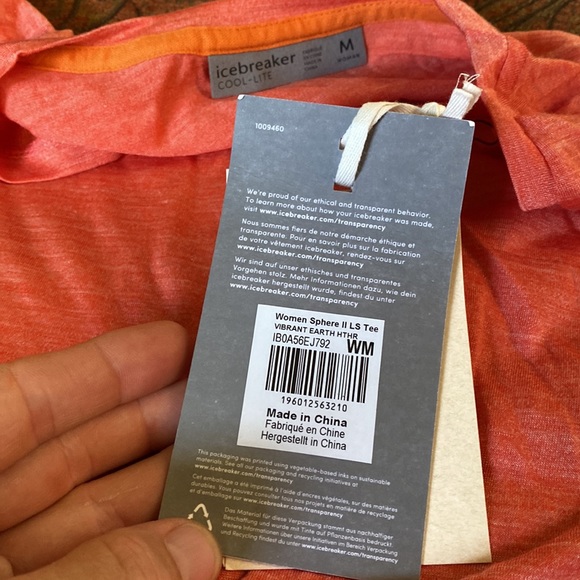 Icebreaker sphere II LS TEE Vibrant earth coral cool-lite wool Tencel NEW W M - Picture 4 of 8